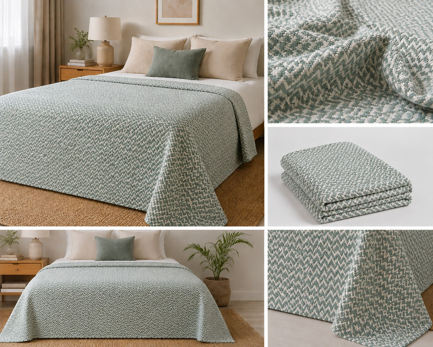Sabia Daily 170x220 cm Tek Kişilik Yazlık Pike Pamuk Polyester Karışımlı Hafif Yatak Örtüsü Pike - Yeşil